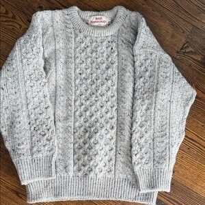 Unisex Gray Cable Knit Crewneck Sweater